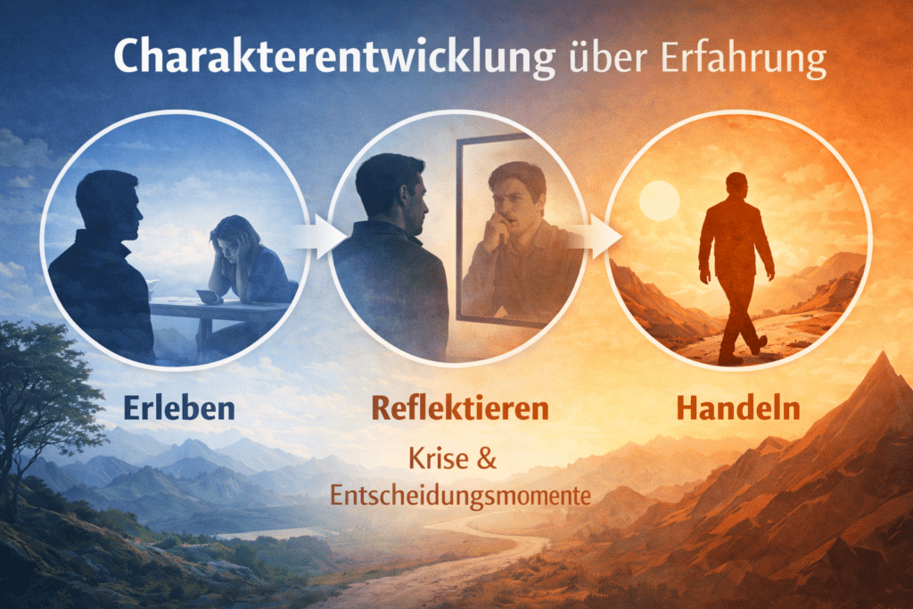 Eine Infografik, die die Charakterentwicklung darstellt.